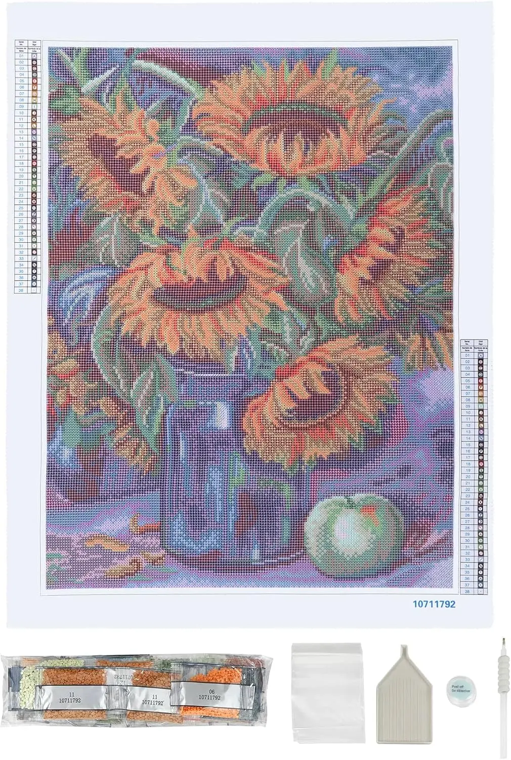Sunflower Bouquet Painting Diamond Art Kit - Full Drill with Gems & Tools, 18" x 24" Canvas, 6 Pack view 2