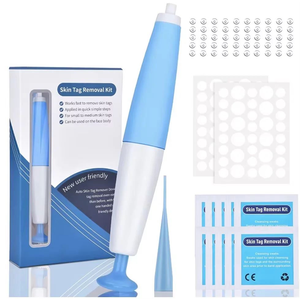 Dual Head Auto Skin Tag Removal Kit Standard Micro Rings Portable Mole Wart Remover Pen Home Facial Beauty Instrument
