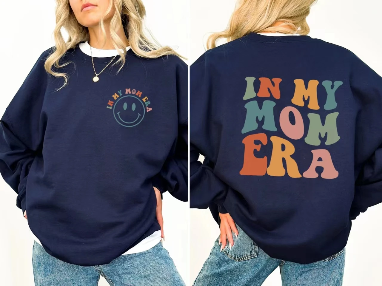 Sudadera Popular para el día de la madre para mujer, suéter femenino con estampado de cara sonriente, Tops cómodos informales, 2024