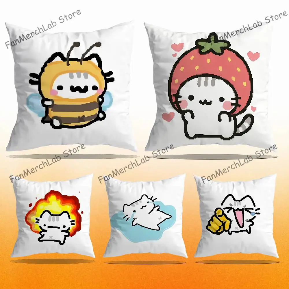 

Adorable Cute Cartoon Cat Pillow Case Plush Fabric Soft Pillowcase Double Sided Print Sofa Cushion Cover Throw