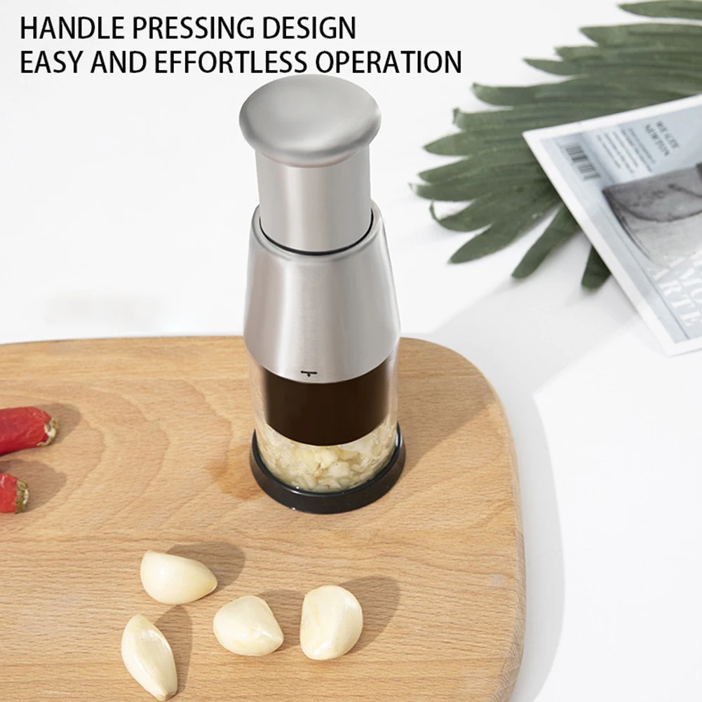 Stainless Steel Garlic Press Vegetable Chopper Portable Effortless Vegetable Mincer Multifunctional Time Saving Food Processor