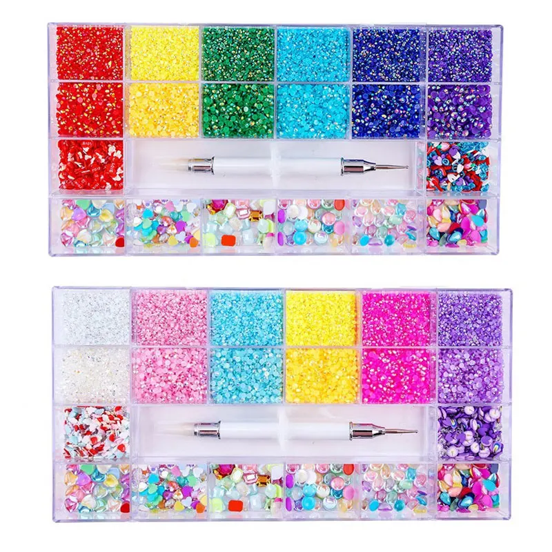 

Resin Rhinestones Soft Clay Flakes Special-Shaped Set Rainbow AB With Drill Pen Nails Accessories Creative Decorations