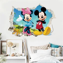 Mickey Minnie Mouse Baby Home Decals Wall Stickers For Kids Room Baby Bedroom Wall Nursery Amusement Park PVC Poster