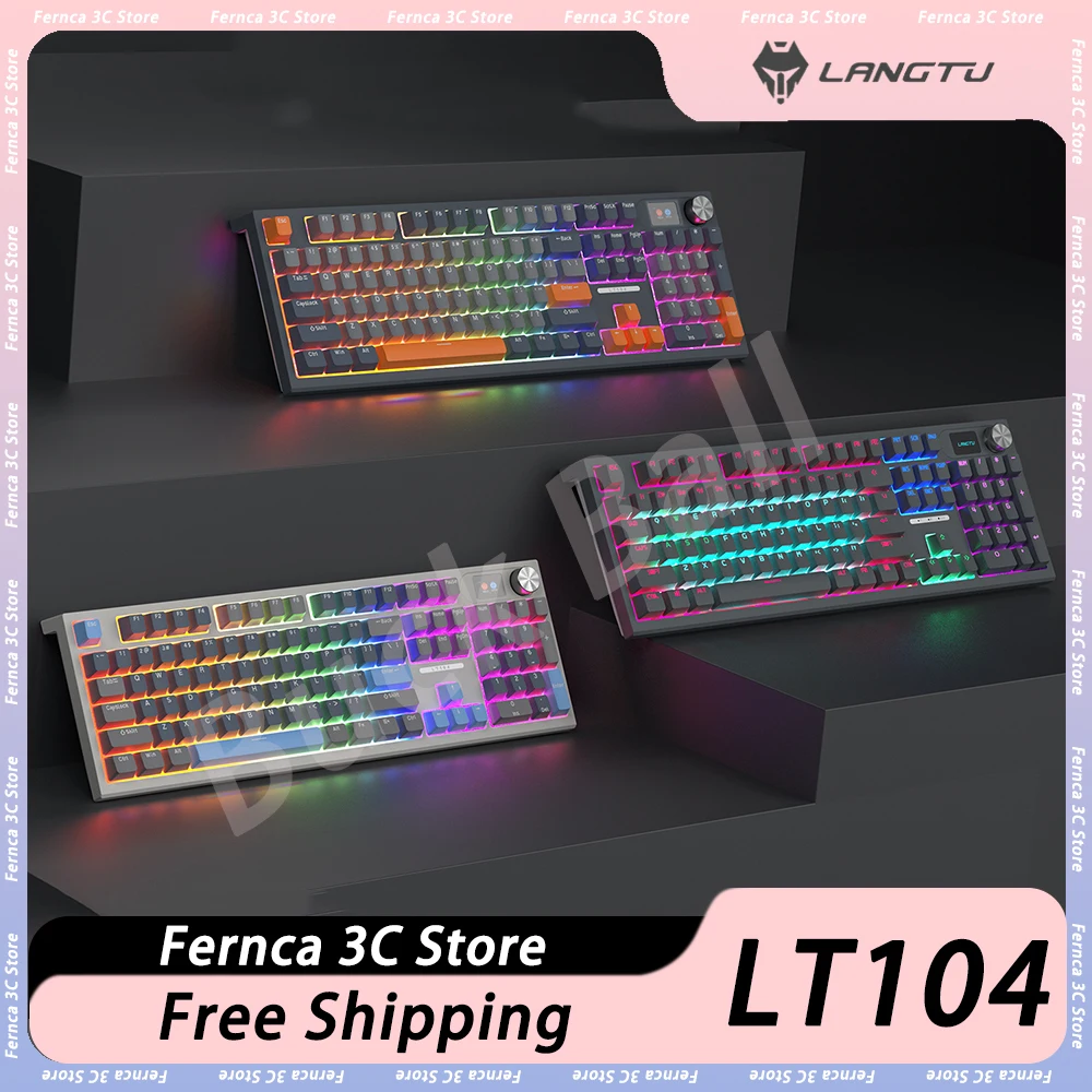 

LANGTU LT104 Mechanical Keyboard Tri Mode Smart Screen RGB Hot Swap Multifunctional Knob Wireless Gaming Keyboar Pc Gamer Office