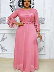 Elegant Women Evening Dresses Luxury Sequin Chiffon Long Dress African Dashiki Outfits Party Prom Birthday Gowns Female Clothing