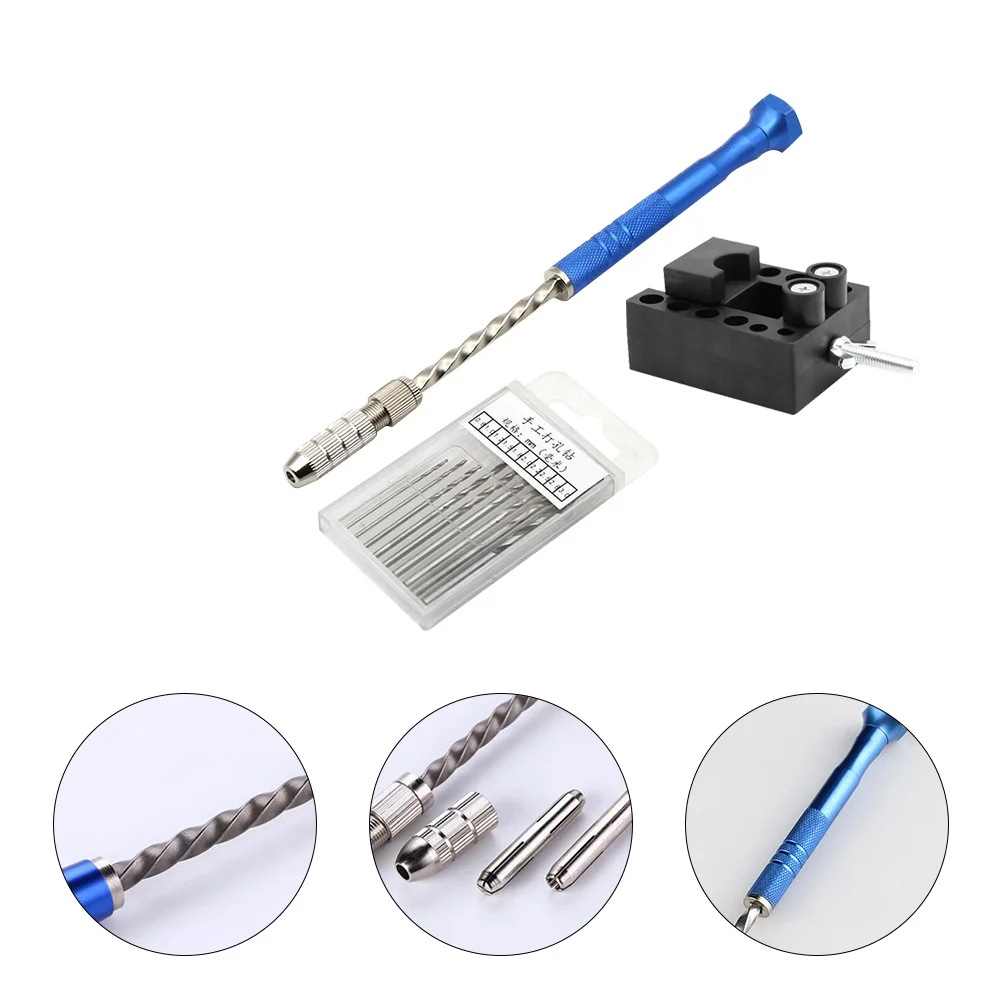 

1 set Drill Bits Hand Drill Bench Vise 0.5 3.2mm Walnut Wood Plastic PVC Carving Tool Semi Automatic Driller Rotary