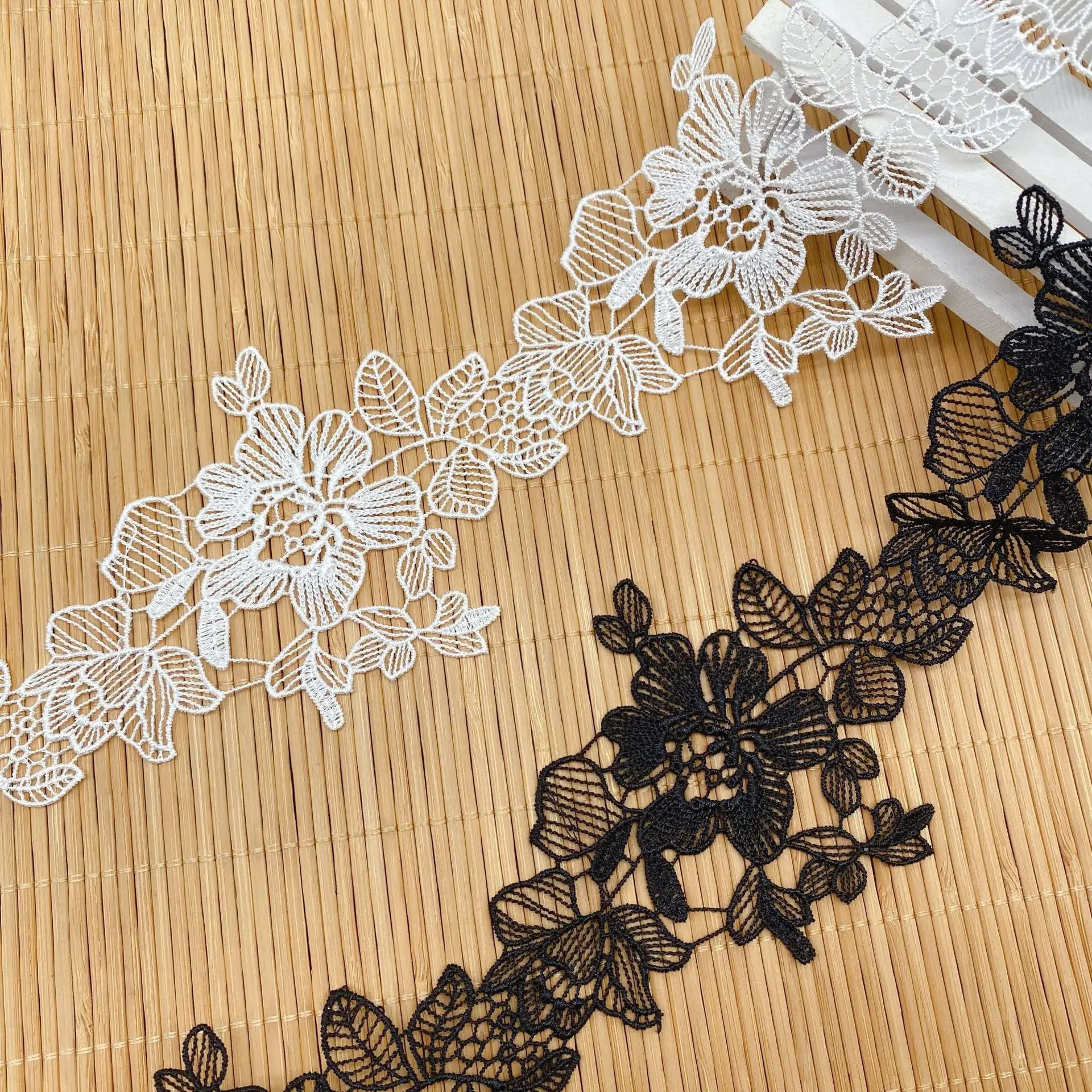 7.7CM Wide Luxury Mesh Embroidered Flower Lace for Fringe Trim Collar Patches Curtains Decor Ribbon Fabric Needlework Supplies