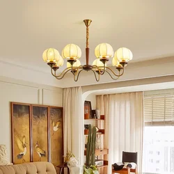Modern Chandelier for Living Room Designer Vintage Bedroom Master Light Creative Romantic American Solid Wood Fabric Lampshade