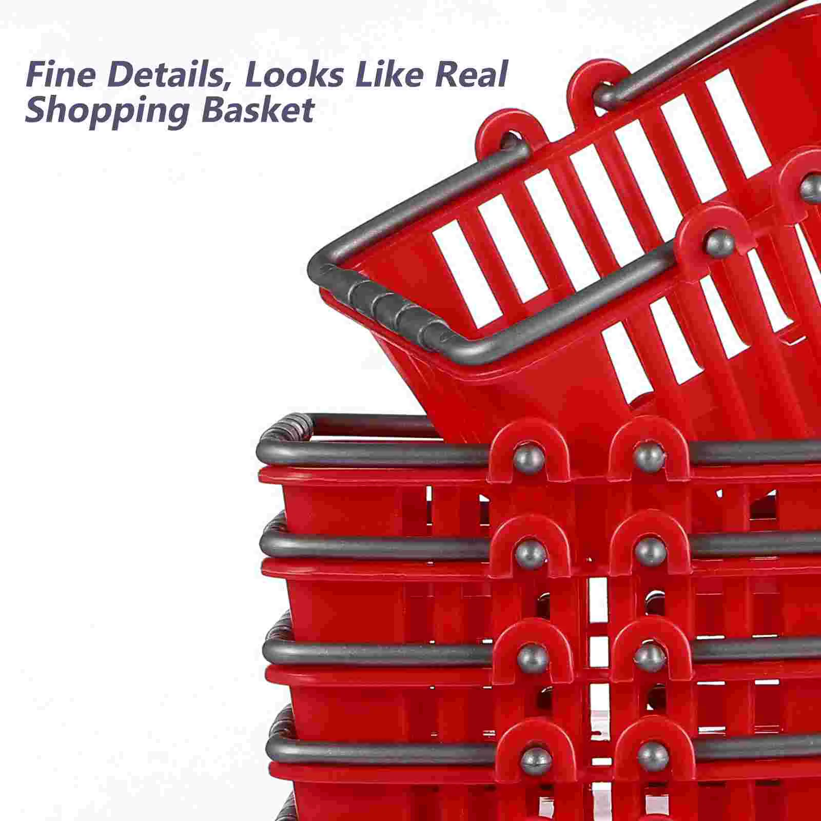 Grocery Store Pretend Play Mini Shopping Basket Toy Miniature for Kid Kids Cart Red Plastic Baby Embellishments Crafts