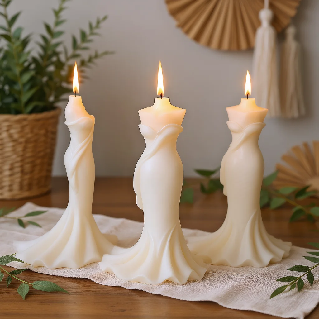 

DIY Wedding Dress Scented Candle Silicone Mold Valentine's Day Ornament Handmade Plaster Soap Molds for Candles Making Supplies