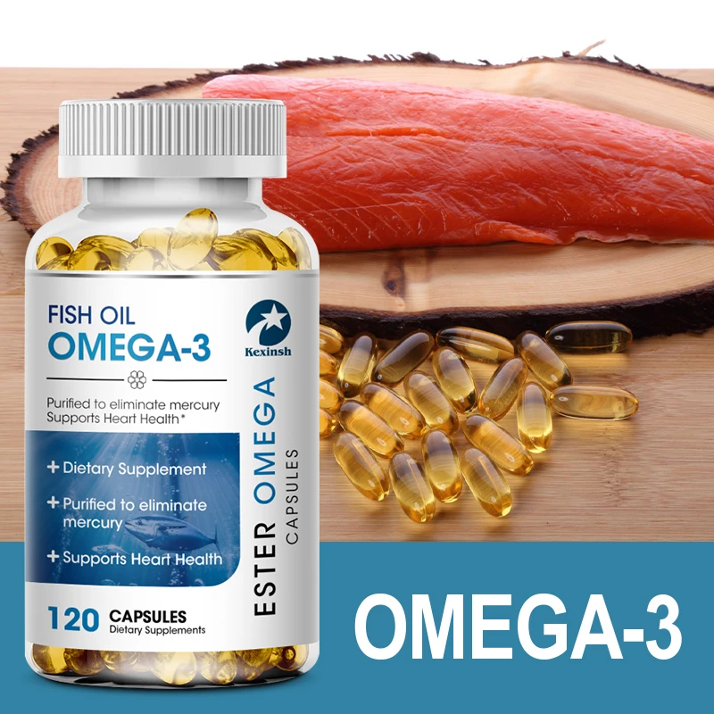 Kexinsh Omega 3 Fish Oil Capsules  Rich In DHA And EPA Improve Bad Mood Relieve Stress Strengthen Brain Improve Intelligence