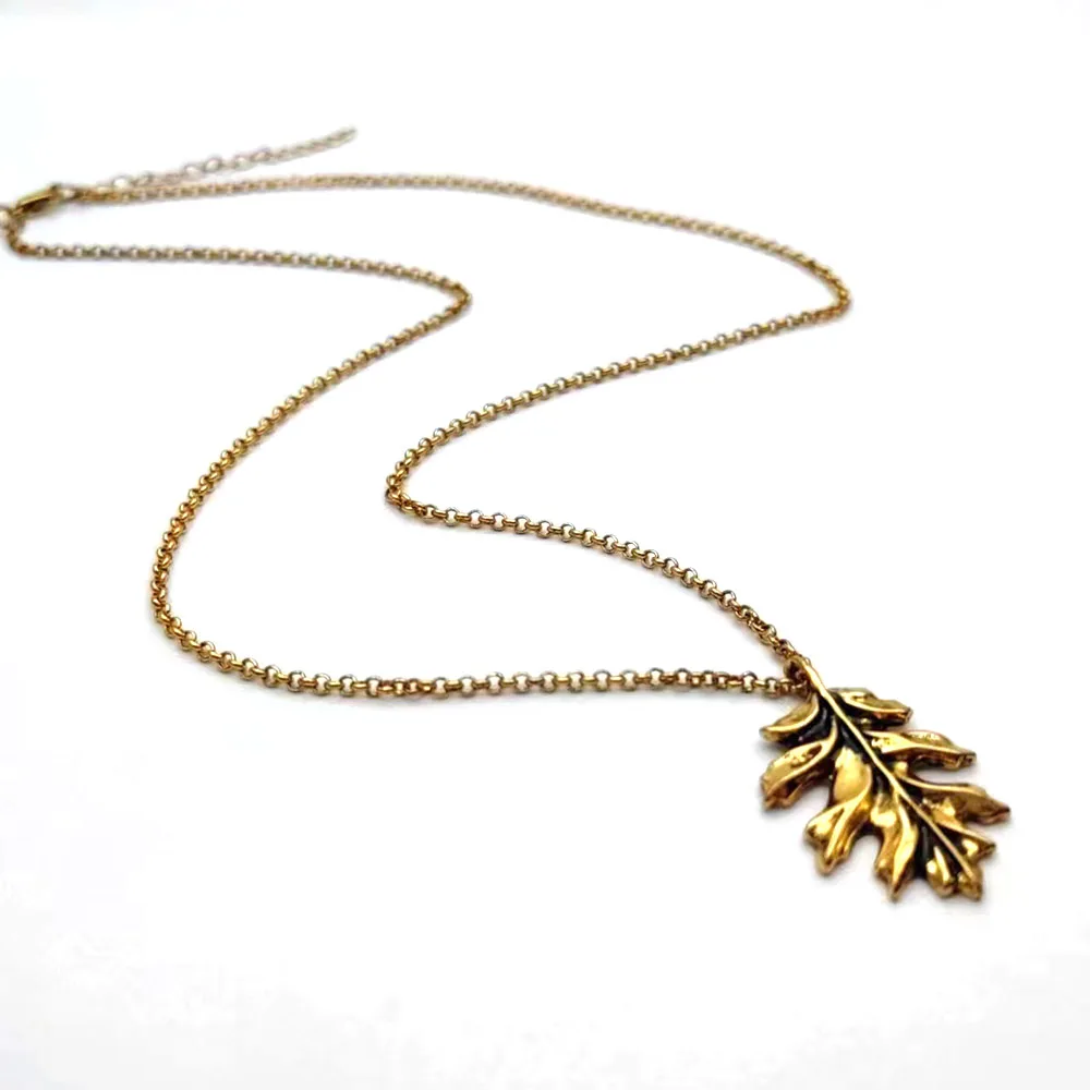 antique Silver antique Gold Oak Necklace, oak leaf Necklace oak le Jewellery, retro Leaf Necklace, oak leaf Charm Birthday Gift