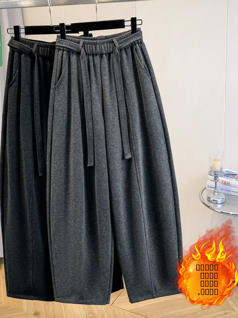 

Зимние утепленные женские брюки-палаццо с высокой талией, облегающие, длиной в пол, с эффектом драпировки