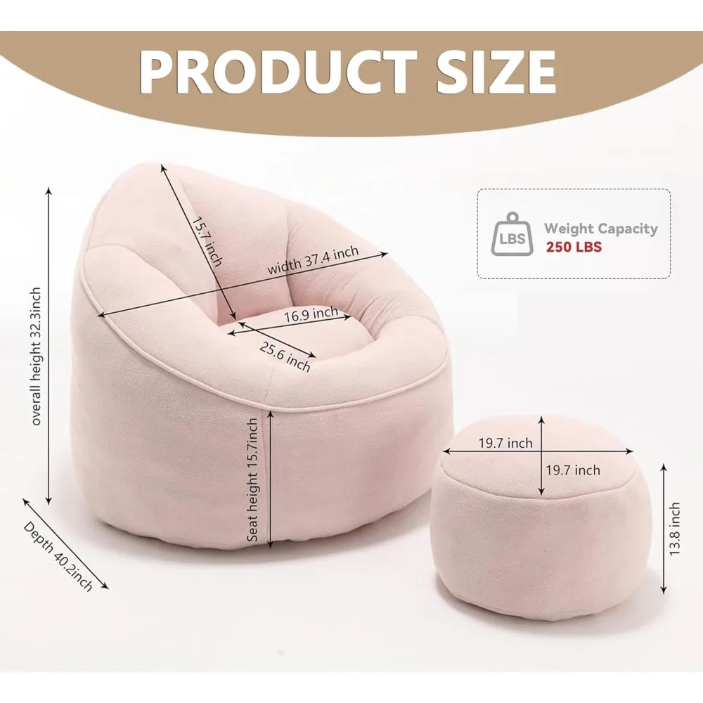 Memory Foam Bean Bag Chair for Adults, Perfect for Home, Apartment or Game Room, Cozy and Stylish