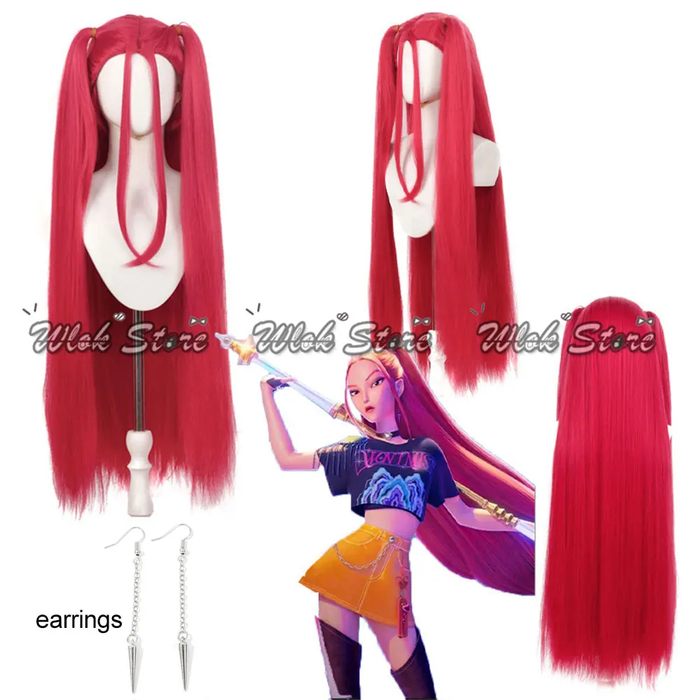 Anime Demon Hunters Mira Cosplay Pruik Rood Recht Lang Haar HUNTR/X Idol Halloween Party Hittebestendige Synthetische Pruiken Vrouwen