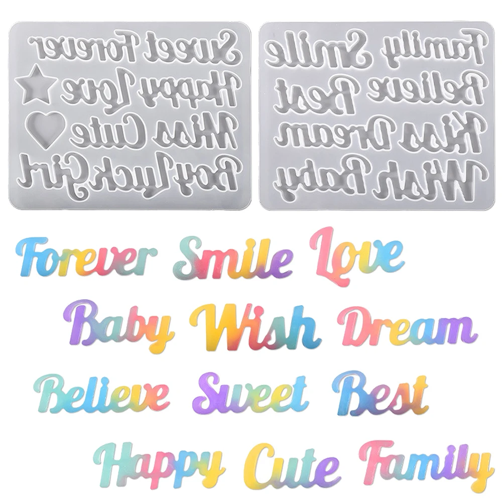 

Motivational English Letters Words Charms Pendants Silicone Molds for DIY Epoxy Resin Necklace Bracelet Keychain Jewelry Making