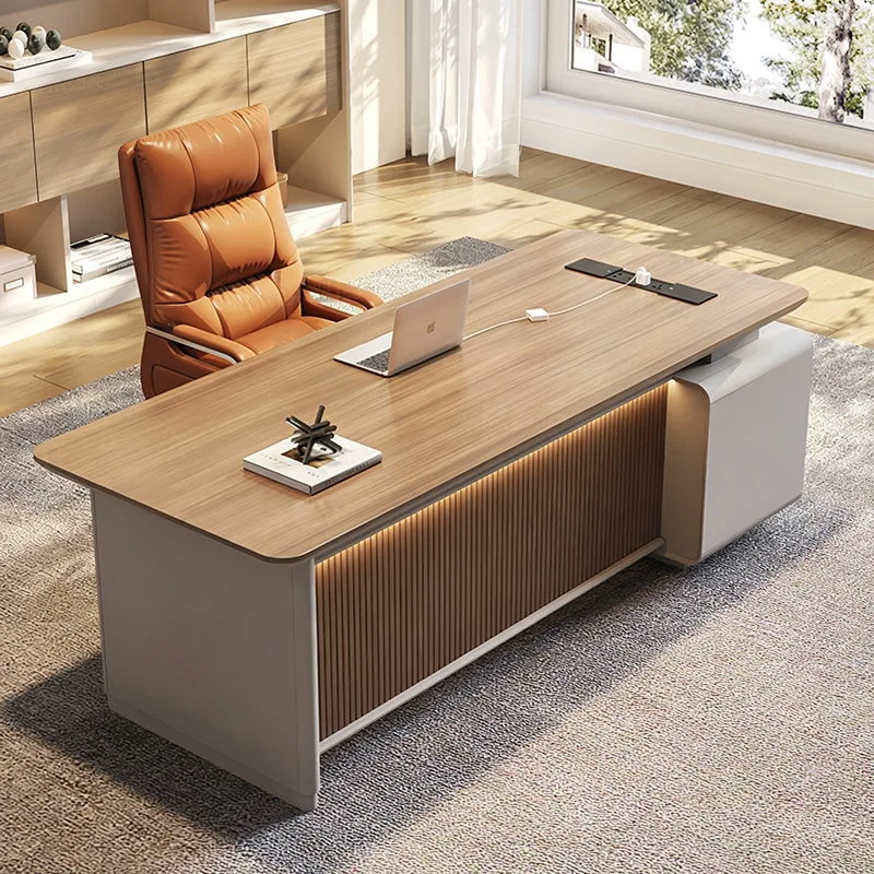 Boss Desk President Premium Computer Desk Big Office Desk and Chair Combination