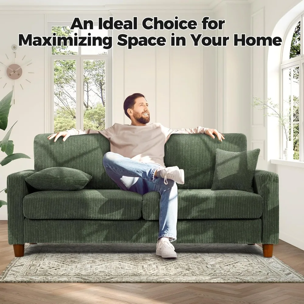 أريكة سروال قصير 70 بوصة، أرائك لغرفة المعيشة بدون مجموعة أدوات، أرائك مريحة لغرفة المعيشة مقاعد عميقة 21 بوصة، كبيرة الحجم #5