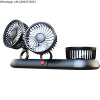 2-in-1 3 Heads Car Fan 360 Degree Rotating 3 Speeds Cooling Air Condition USB Portable Vehicle Fan 5V/12V/24v