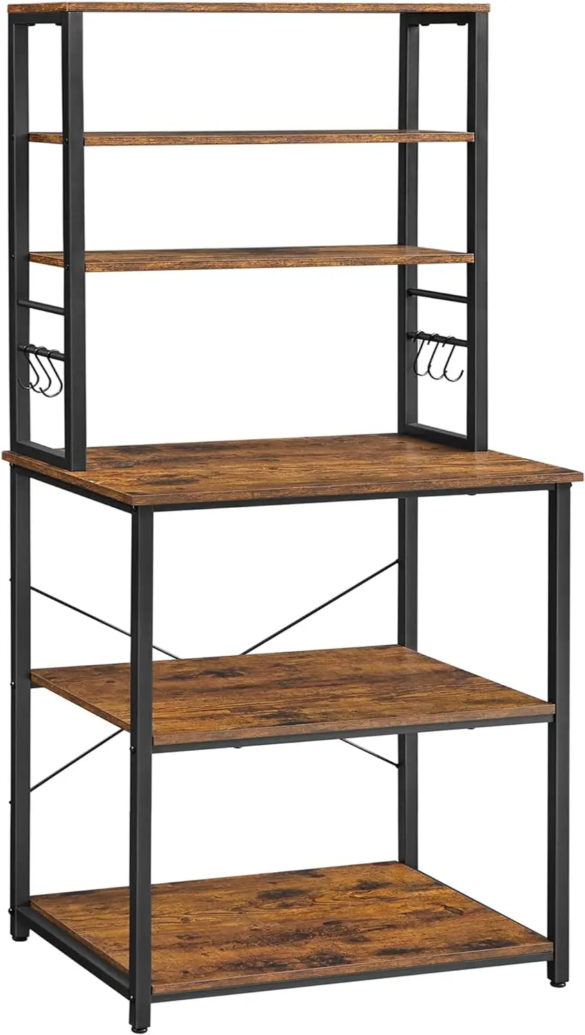 

VASAGLE Coffee Bar, Baker’s Rack for Kitchen with Storage, 6-Tier Kitchen Shelves with 6 Hooks, Microwave Stand, Industrial,