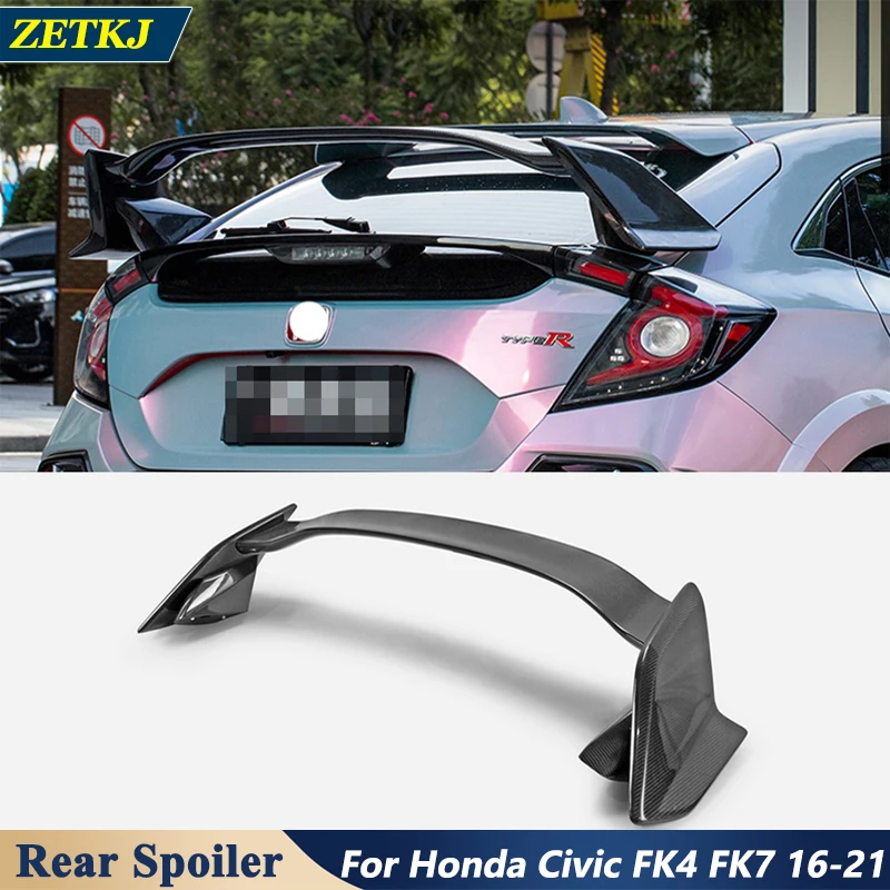 

Real Carbon Fiber Car Rear Spoiler Tail Wind Wing JDM Modification For Honda Civic 10th Hatchback FK4 FK7 FK8 2016-2021 Tuning