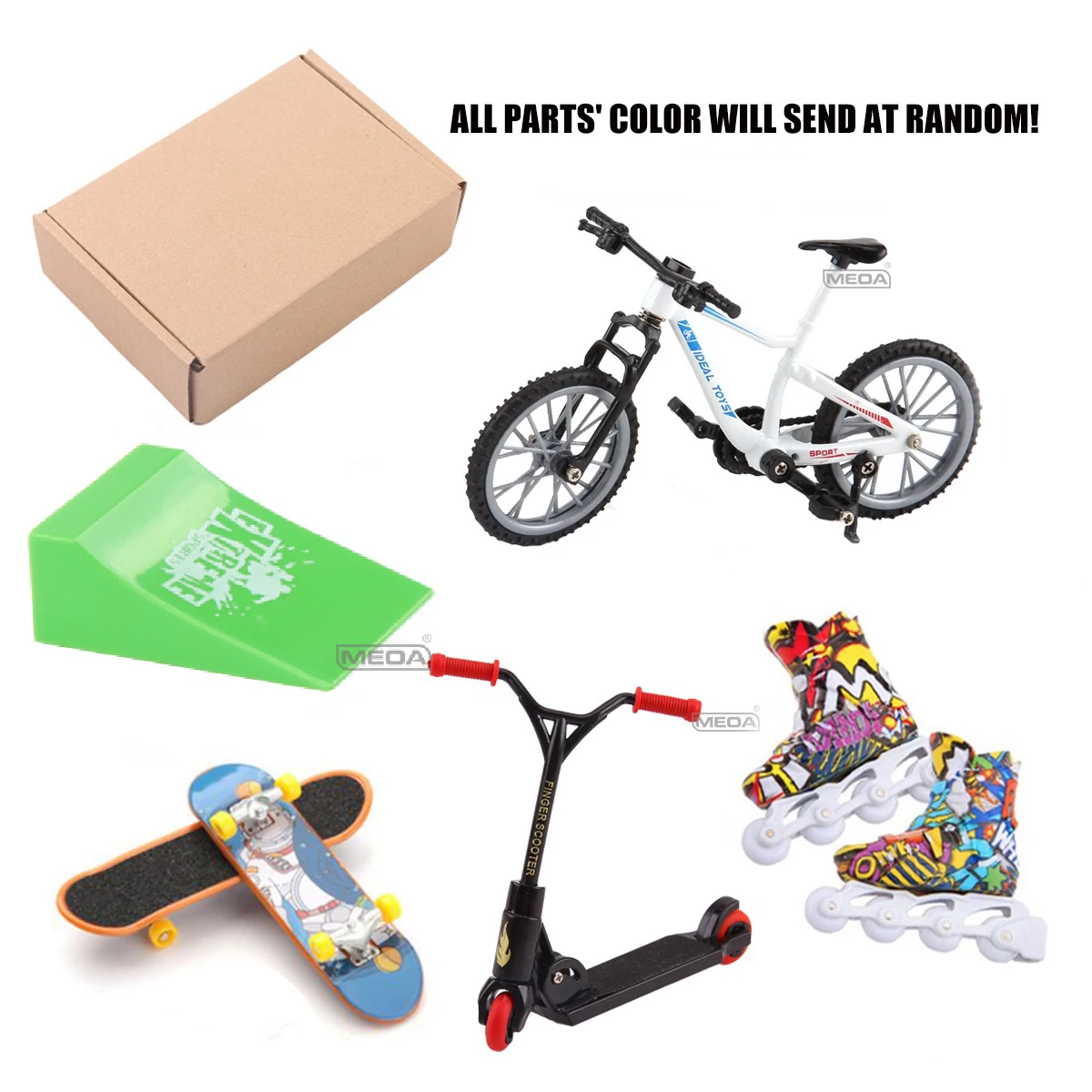 Mini Finger Skateboard Ramp Set Finger Skatepark Kit 6 pcs Skate Park Kit Mini Skateboards Ramps and Mountain Bikes Kids Gift