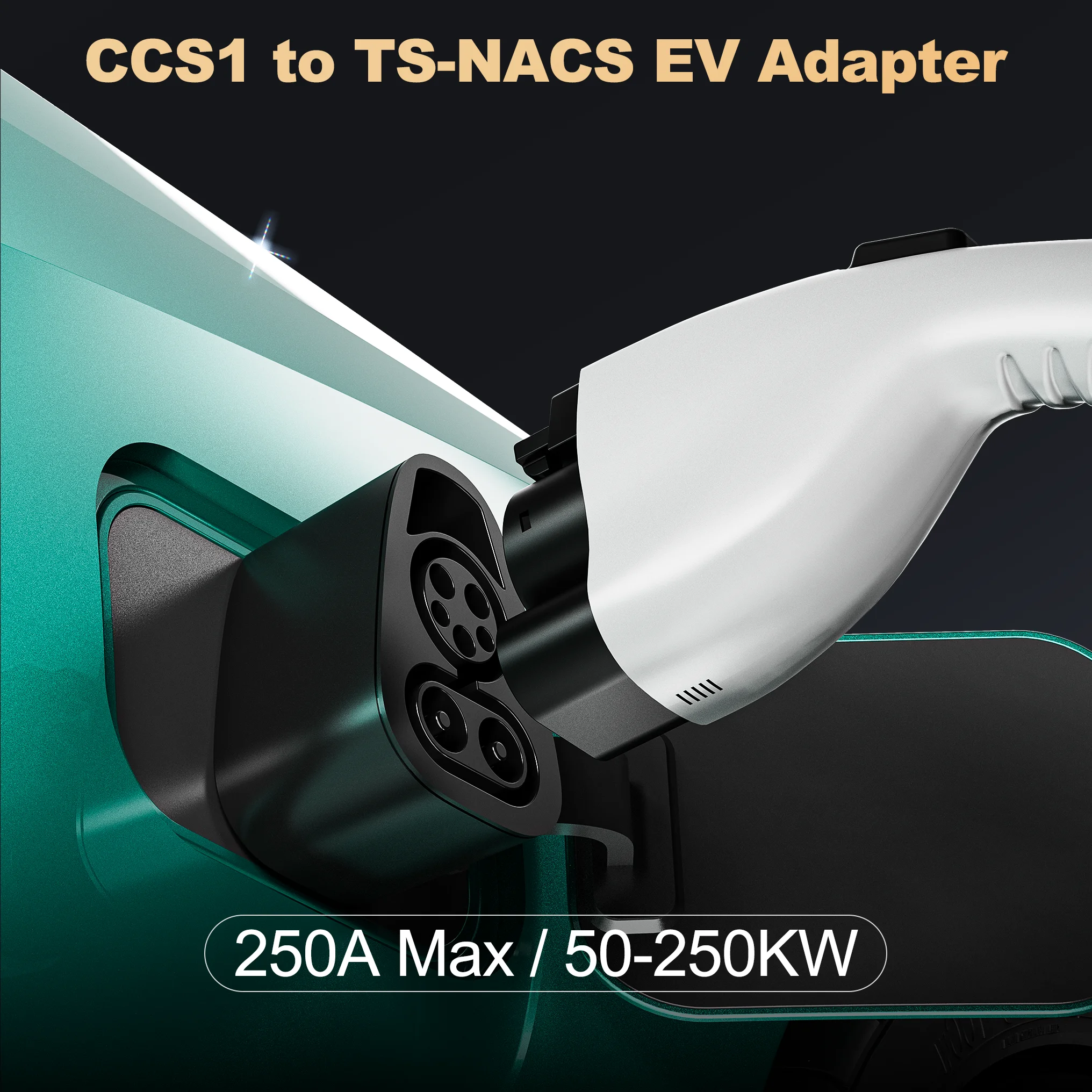 Feyree CCS1 a TS-NACS adattatore per Tesla Model 3,Y, S e X - NACS solo-ricarica rapida NACS con caricabatterie CCS1 CCS1 Combo