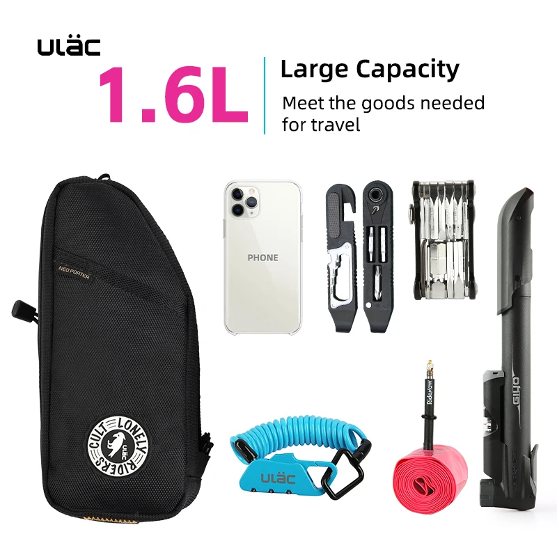 ULAC Waterproof Cycling Front Top Tube Bag 1.2/1.6L Large Capacity MTB Road Bike Frame Bag Bicycle Accessories Storage Package