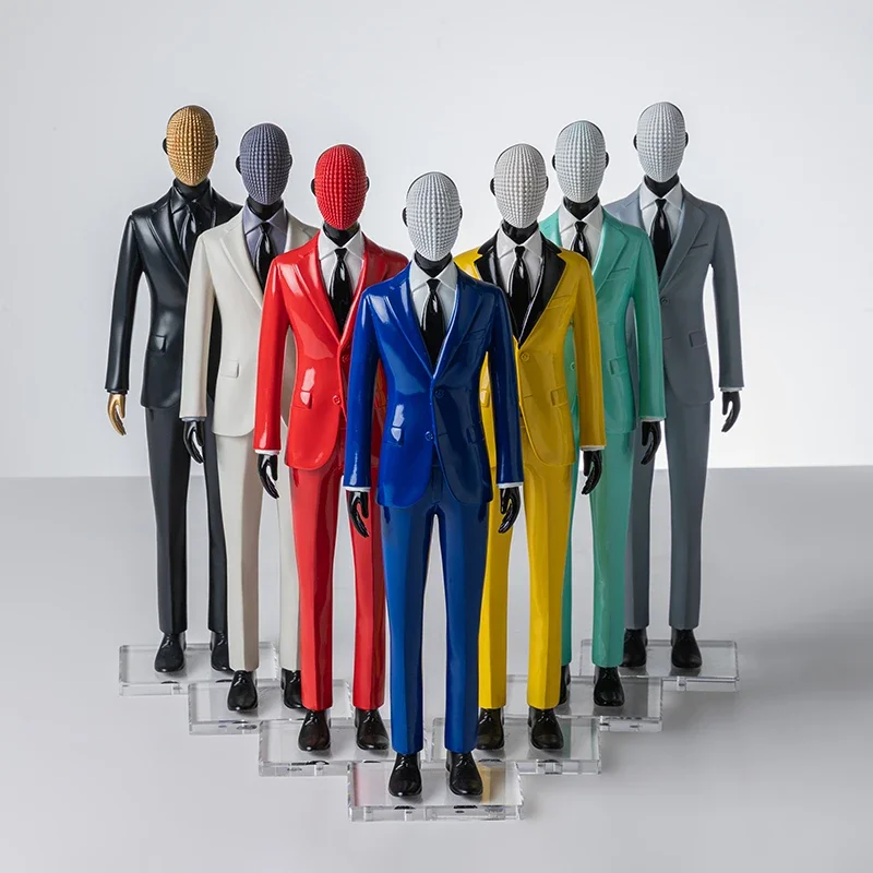 oo-Suit Figure Statue Home Decor Handsome Model Mini Figurine Sculpture Desktop Figure Showcase Decor Room Decoration Crafts