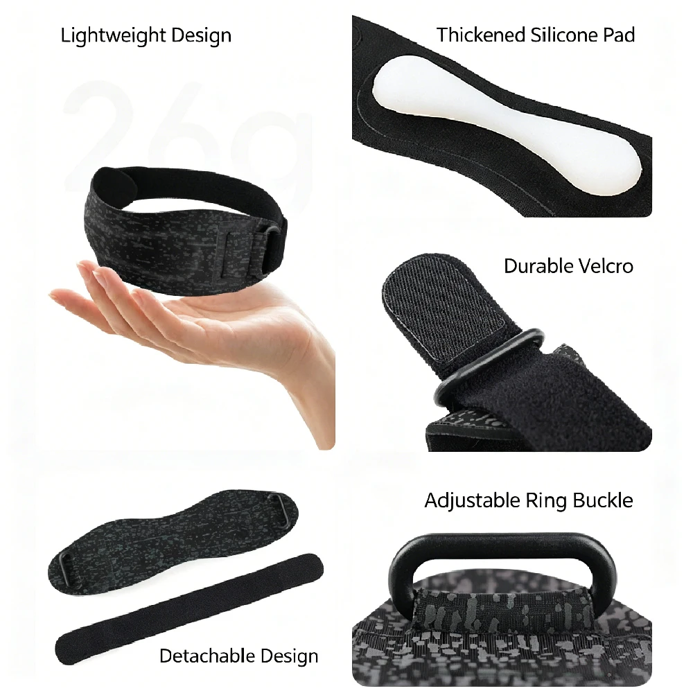 1PCS Reflective Patellar Tendon Support Strap with Silicone Cushion Pad, Adjustable Patella Knee Brace Band for Men Women