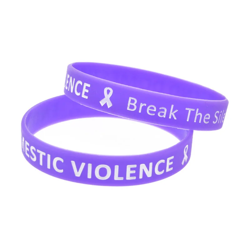 1 PC End Domestic Violence Break The Silence Silikonarmband Lila Sport-Gummiband – Detail 5