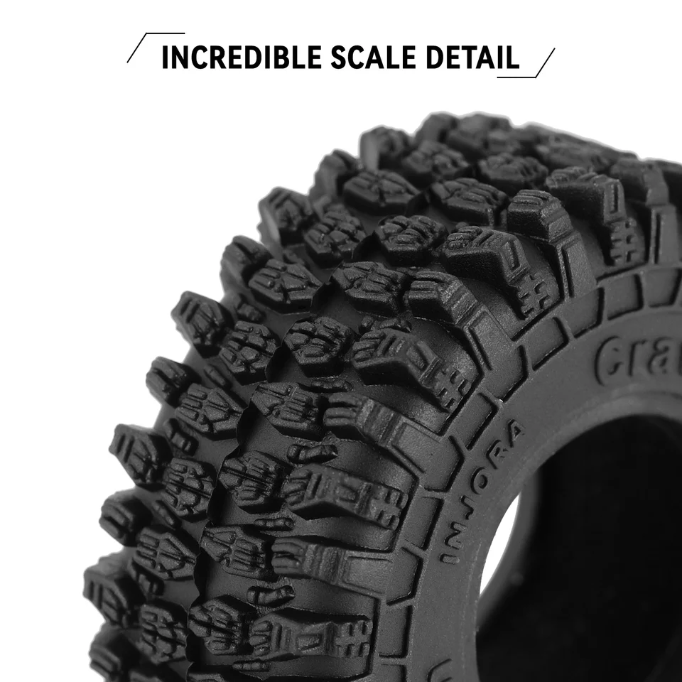 INJORA Pneus 1.0 - Pneus Tout Terrain Super Souples et Adhérents King Trekker pour 1/18 TRX4M, 1/24 RC Crawler Axial SCX24, FMS FCX24 FCX18 Enduro24 AX24, T1014(S5