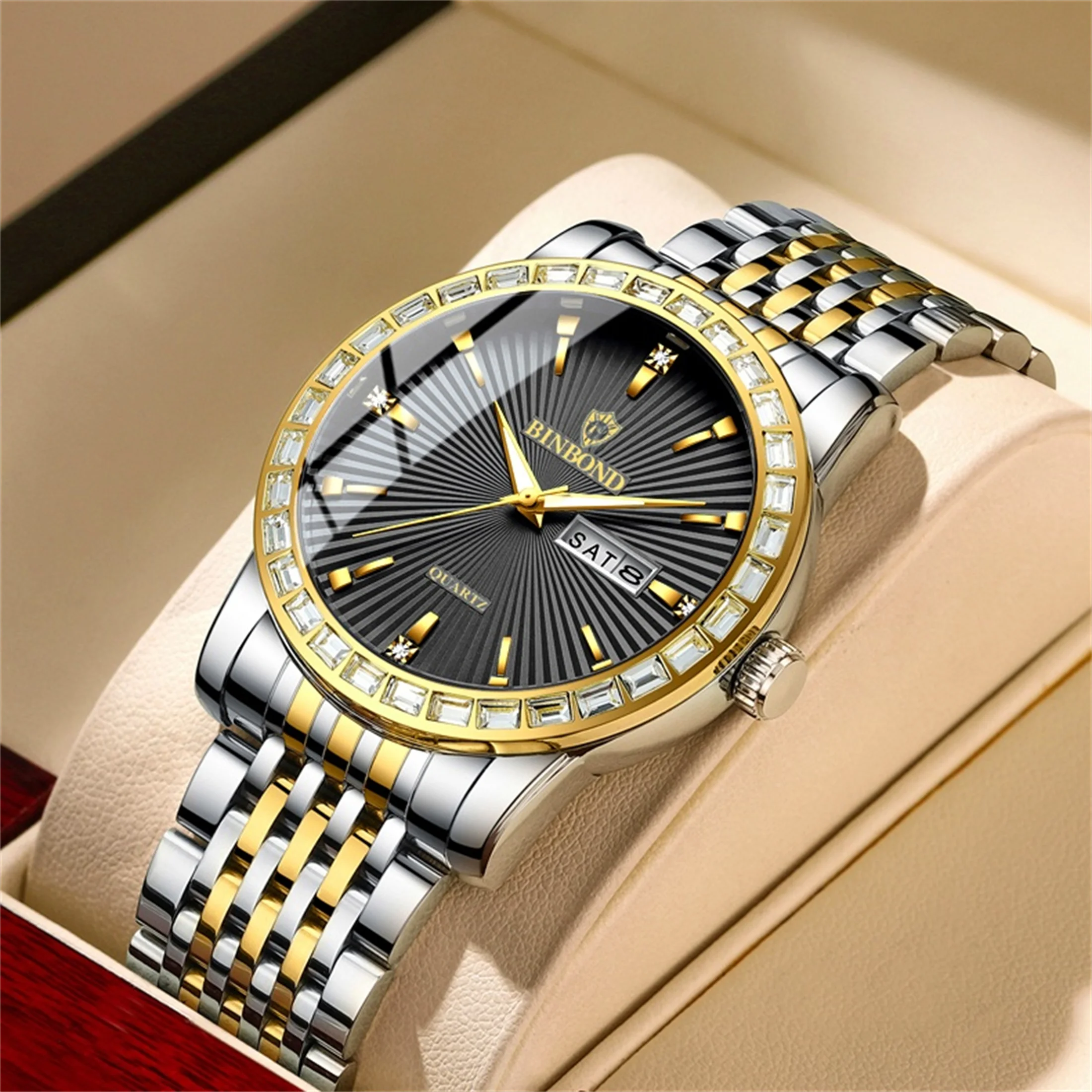 

Fashion Quartz Wristwatches New Silver Clock Men Luxury Watch Casual Business Automatic Watches Mens Montre Homme Man 9757