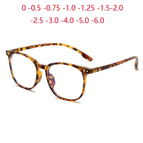 Imagen 1 del producto Gafas graduadas cuadradas con montura de leopardo para miopes, bloqueo de luz azul, lentes para estudiantes, 0-0,5-0,75 To-4,0