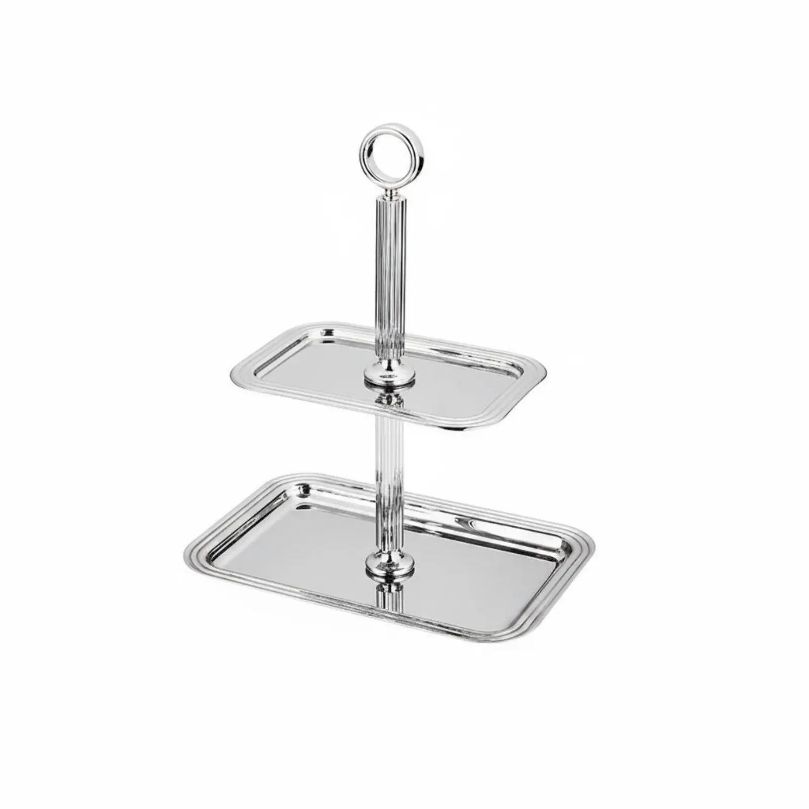 Mirror Finish Double Layer Dessert Stand Sturdy Stainless Steel Cake Display Rack for Kitchen Decoration and Events