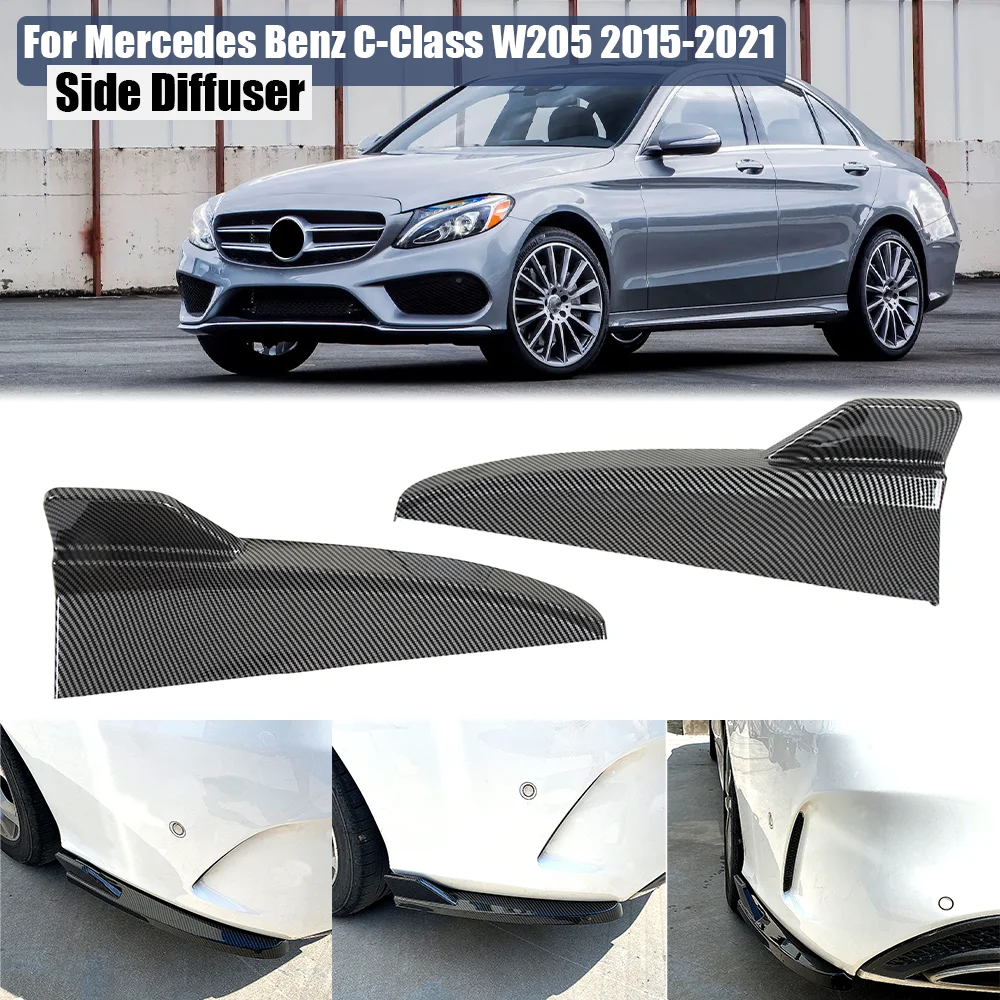 

For Mercedes Benz C Class W205 C180 C200 C260 C43 AMG 2015-2021 Rear Bumper Lip Side Spoiler Corner Protector Diffuser Splitter