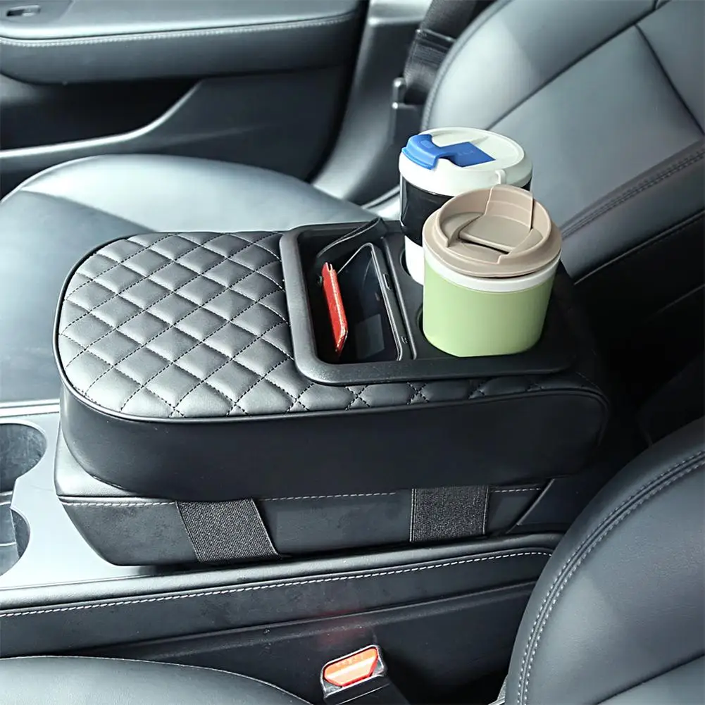 Universal Auto Center Console Armrest Cushion PU Leather Height Cover Armrest Pads Pad Pillow Car Amrest Portable Waterproo O4K4