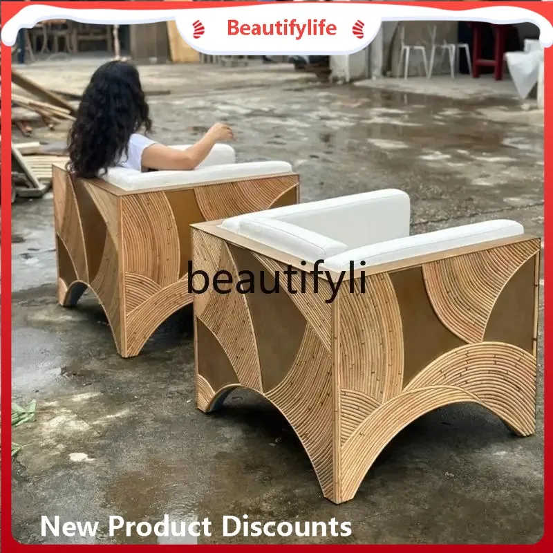 

Asmt59 Italian medieval armrest sofa chair designer new living room negotiation solid wood single chair