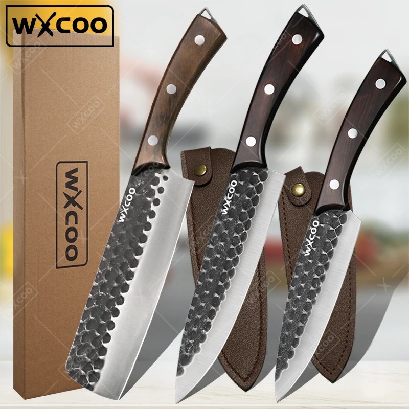 WXCOO Professionelles japanisches Küchenmesser, multifunktionales Kochmesser, Fleischbeil aus Edelstahl, scharfer Fischfiletschneider
