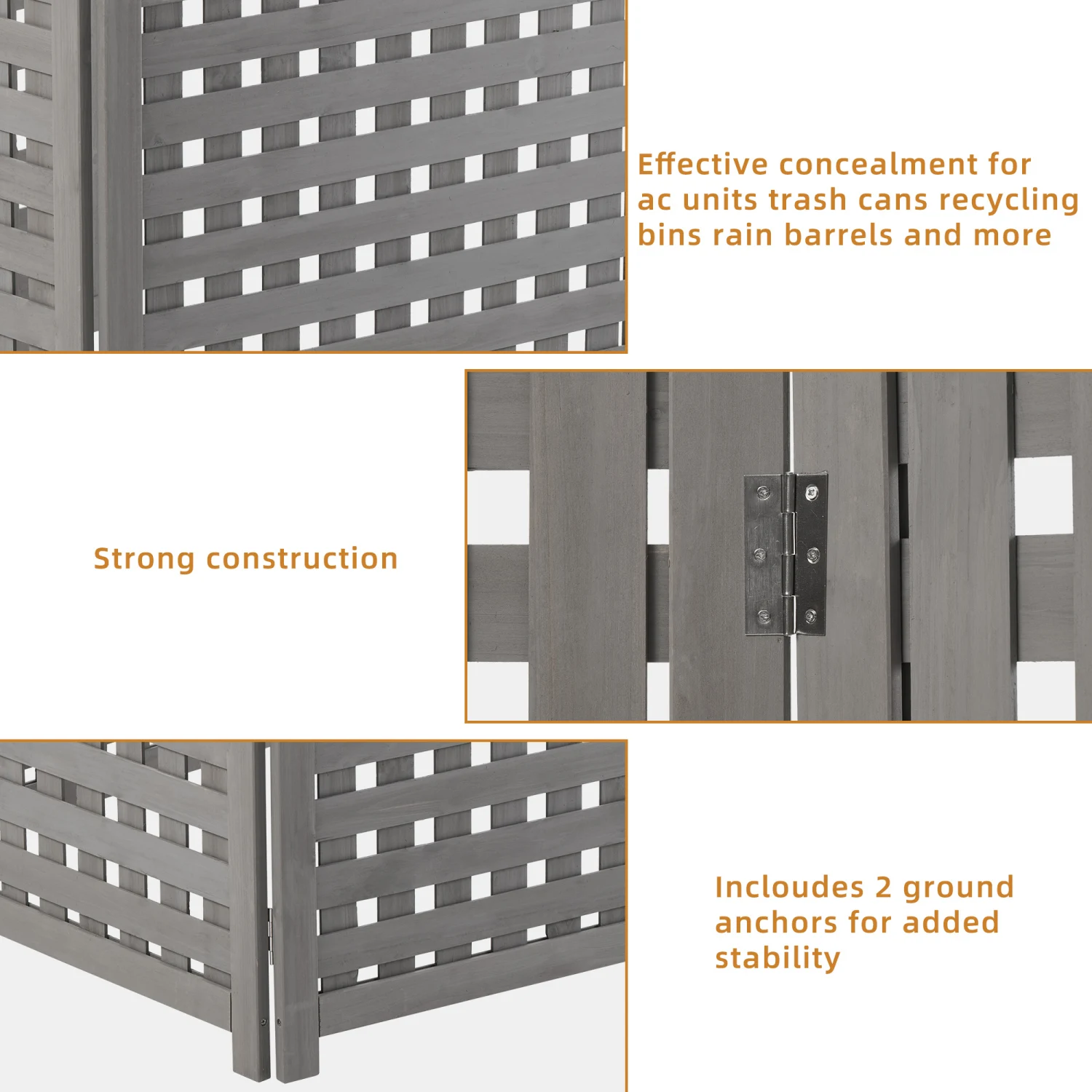 Air Conditioner Fence Screen Outside, Cedar Privacy Fence 3 Panels to Hide AC & Trash Enclosure, 32