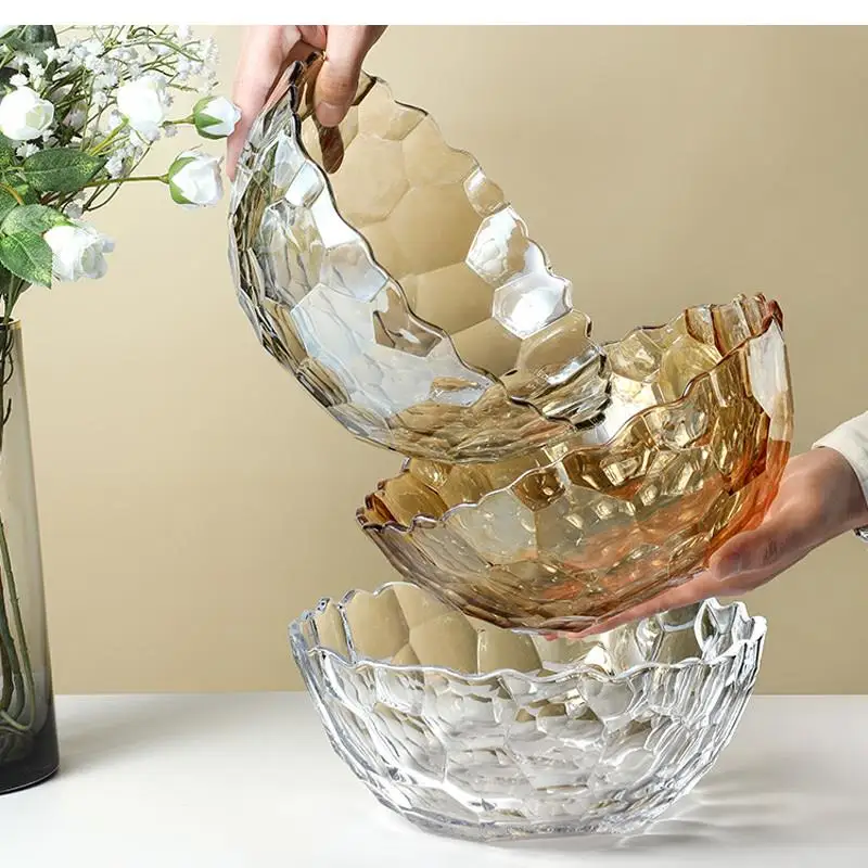 

Прозрачная стеклянная тарелка с фруктами, корзина для закусок, современный журнальный столик для гостиной, домашний кристалл