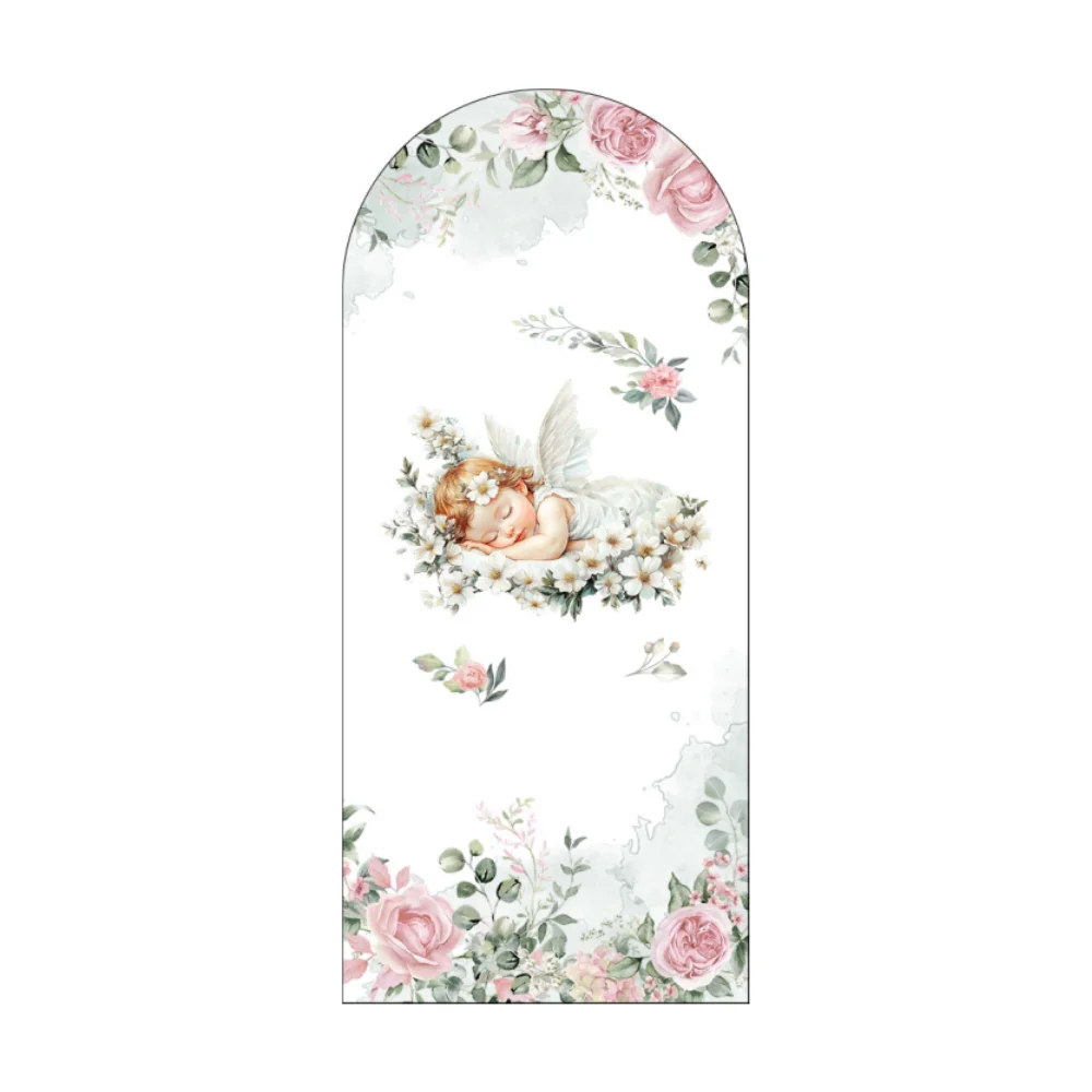 الفتيات استحمام الطفل الديكور الزهور الصليب المعمودية غطاء قوس جدار بلدي الأولى بالتواصل استحمام الطفل خلفية مقوسة مزدوجة الوجهين