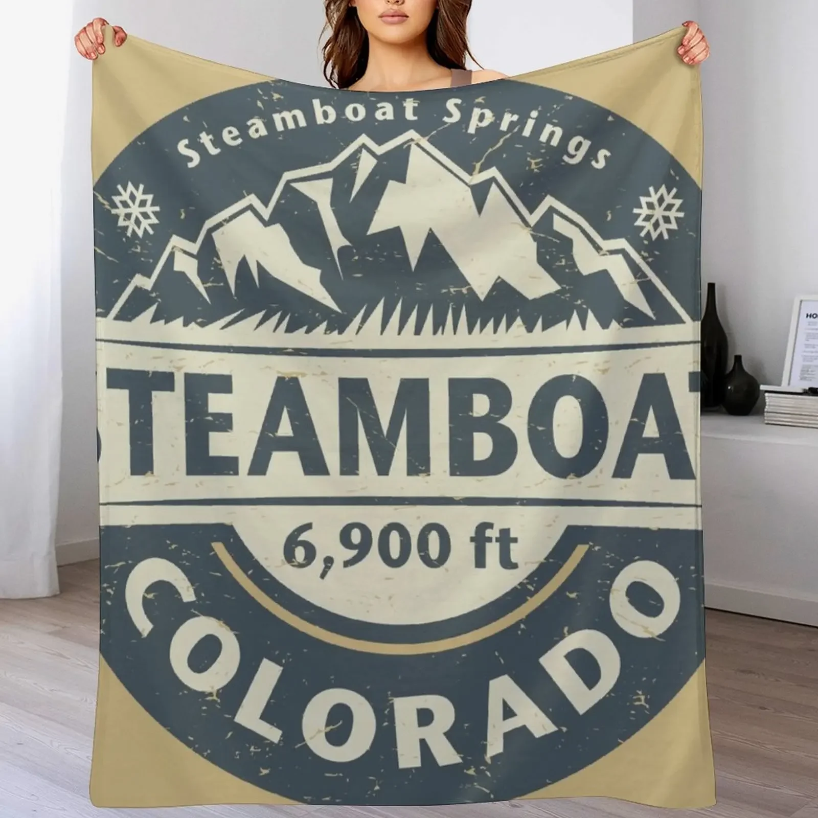 

Steamboat Springs, Colorado Throw Blanket Cozy Light Blanket for Travel Camping Picnic