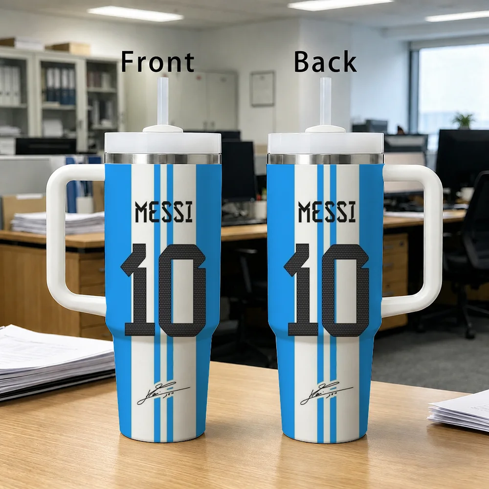 2026 National Team Lionel Messi Vacuum Flasks 40oz Stainless Steel Insulated Tumbler with Handle Straw