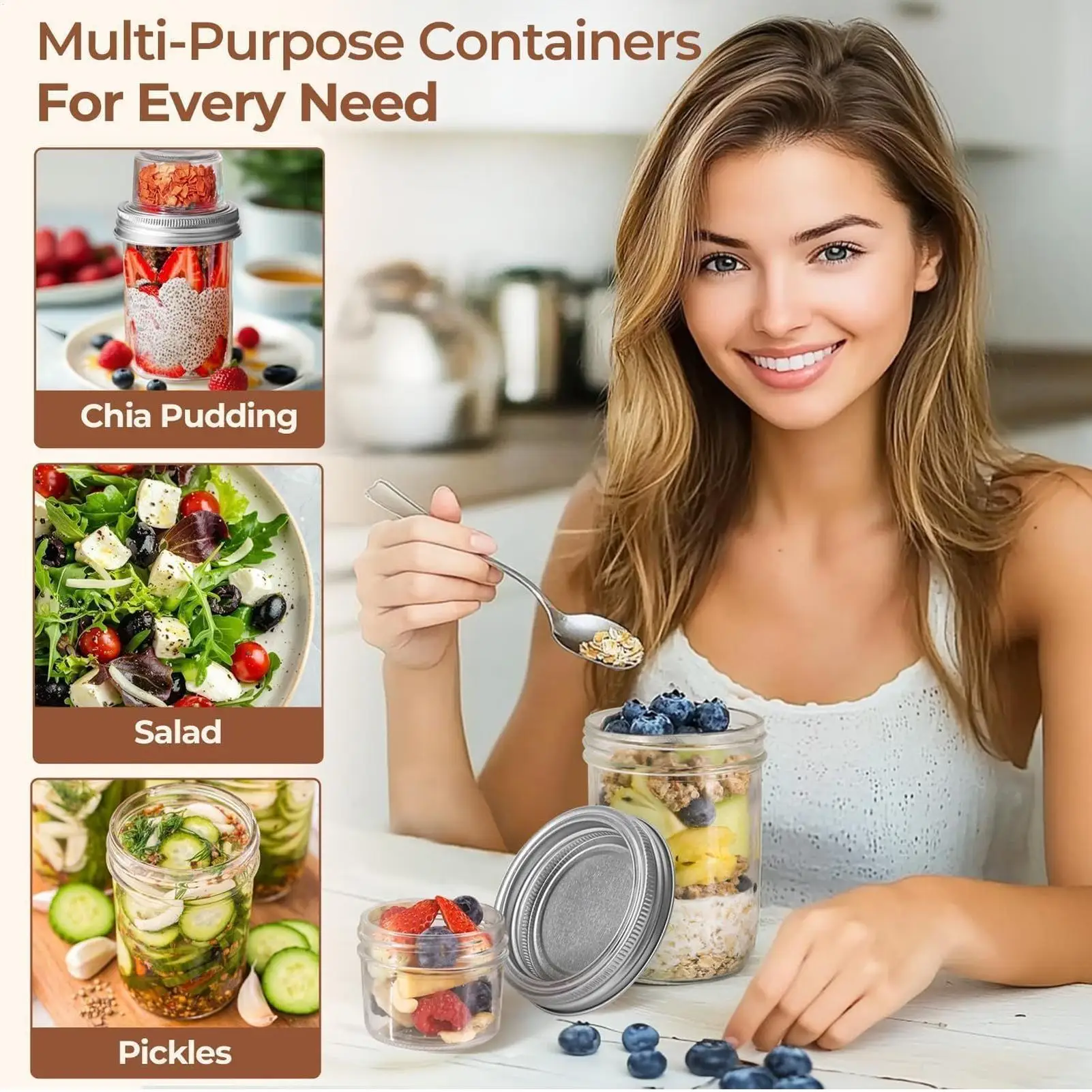 

Yogurt Parfait Containers Double-layer Glass Parfait Cup Nut Fruit Double-Layer Container For Lunch Overnight Oats Dessert