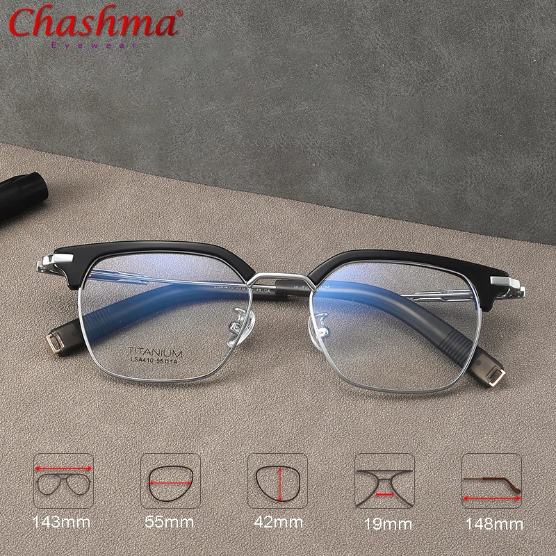 Chashma Unisex Full Rim Browline Square Titanium Eyeglasses Prescription Glasses Frames Oculos De Grau