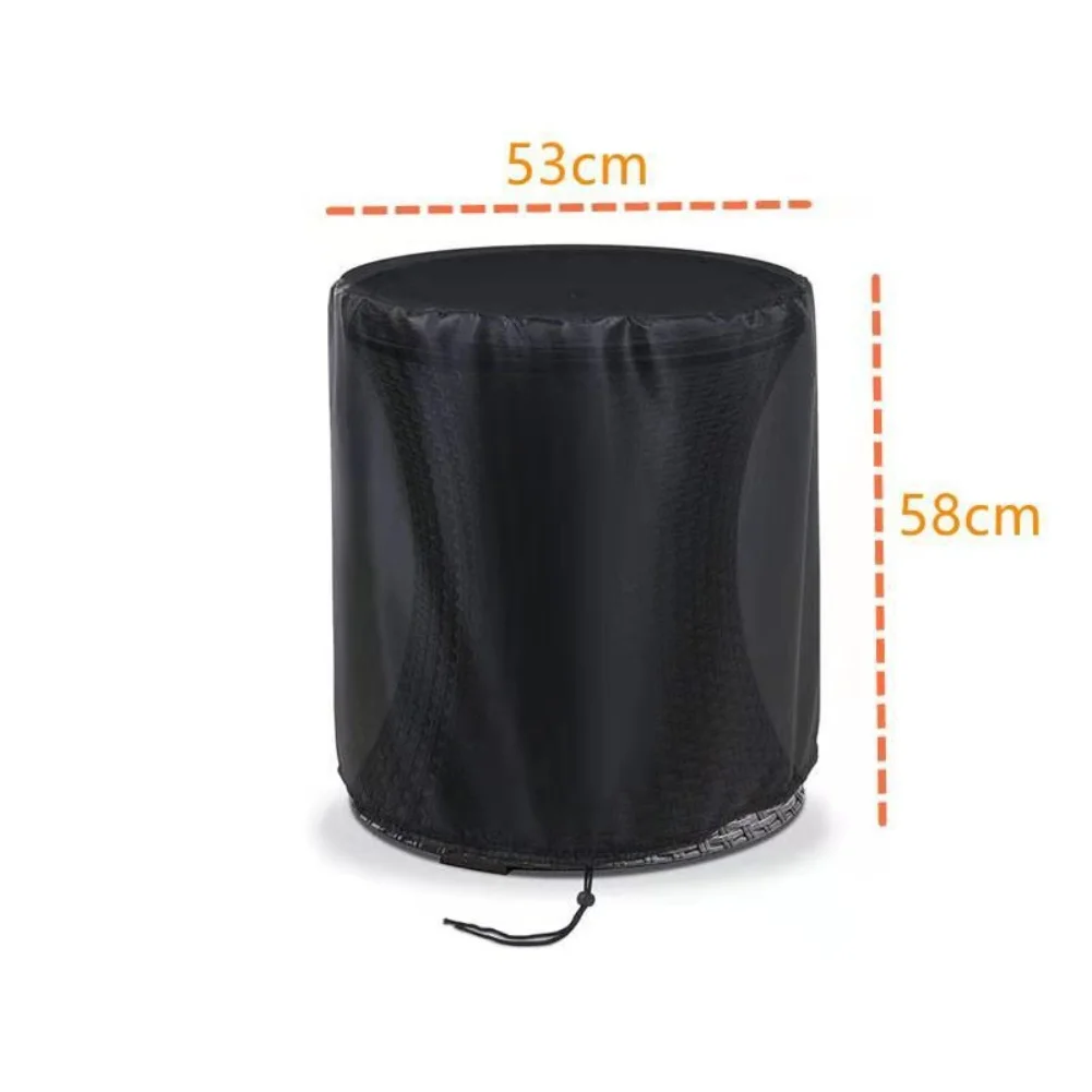 Small Round Table Cover Outdoor Waterproof 420D Oxford Fabric with Drawstring Adjustable Secure Fit 58 by 53 CM
