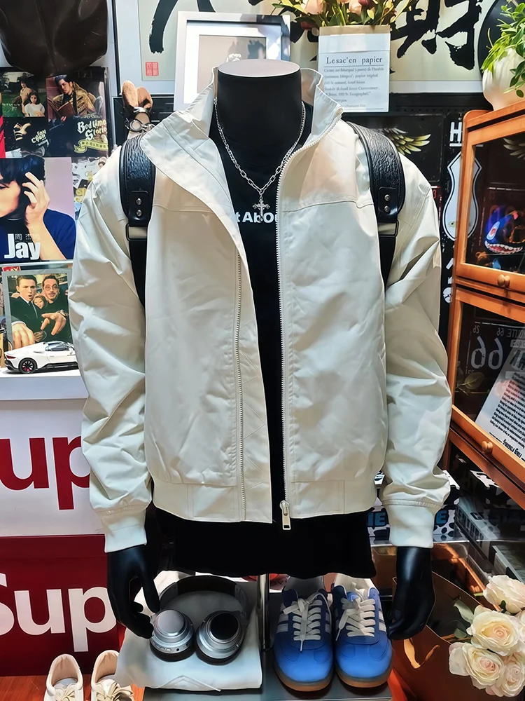 

American Sle Jaet Men's High-End CleanFit ort Zipper Baseball irt Outerwear Polyester Fiber Long Sve