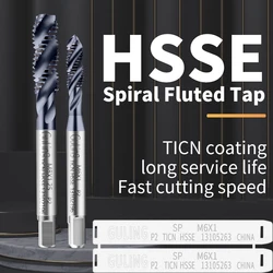 GULING 1PCS HSSE-M35 TICN Coating  JIS Standard Spiral Fluted Tap M2 M3 M4 M5 M6 M8 M10 M12 Metric Machine Screw Thread Taps