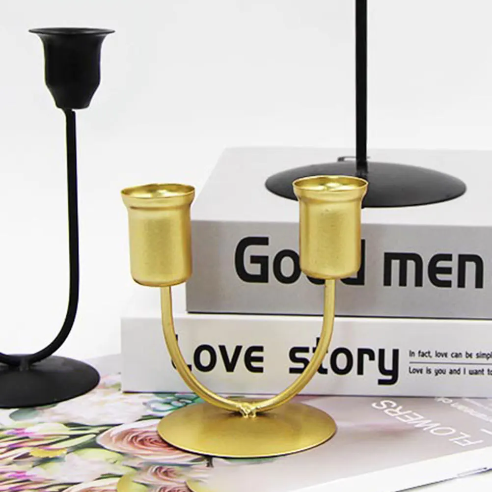 2Pcs Taper Holders U Shape Iron Decorative Table Centerpiece for Home Wedding Dining Room Holder